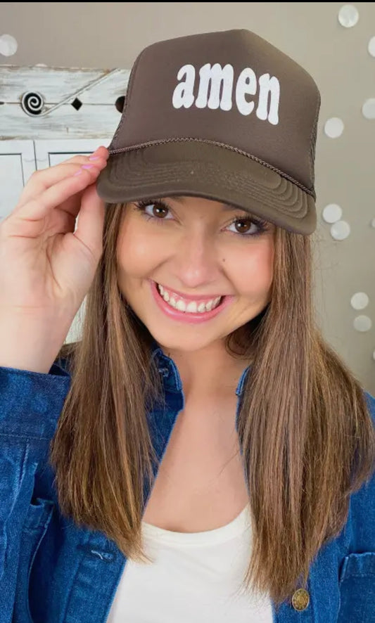 Brown Amen Trucker Hat