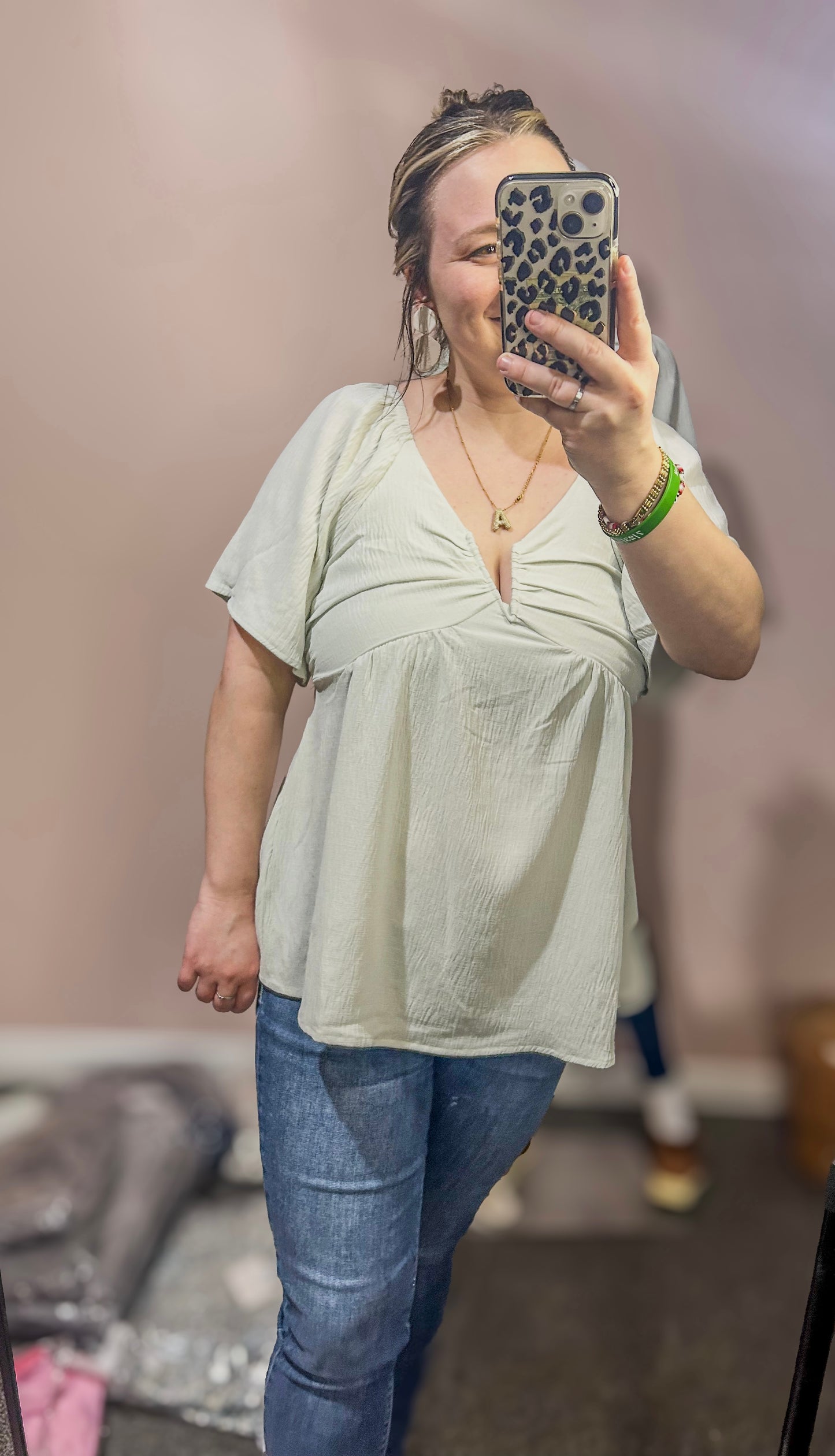 Sage Crinkle Blouse