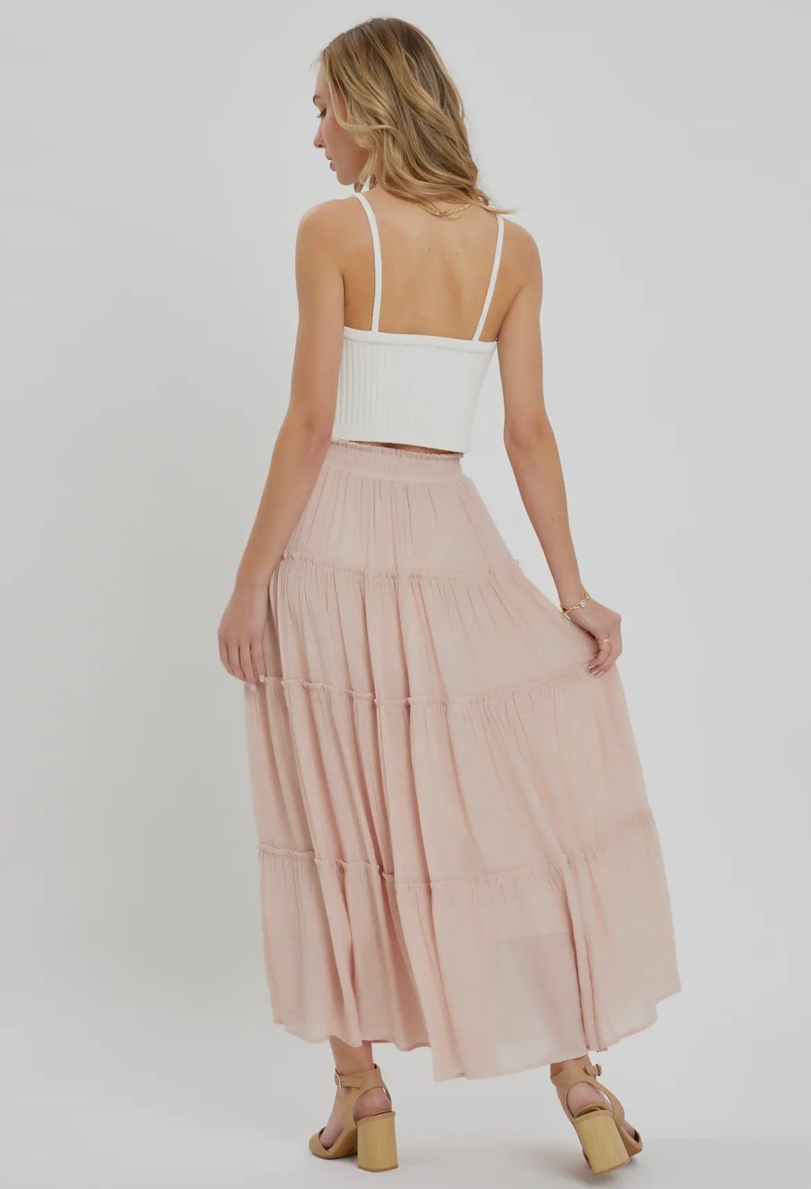 Blush Tiered Maxi Skirt