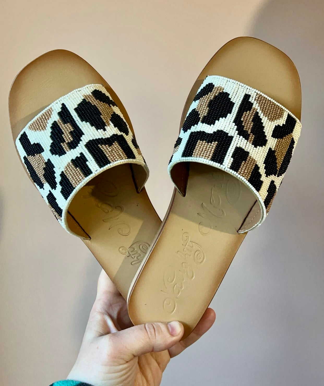 Leopard Beaded Sandals