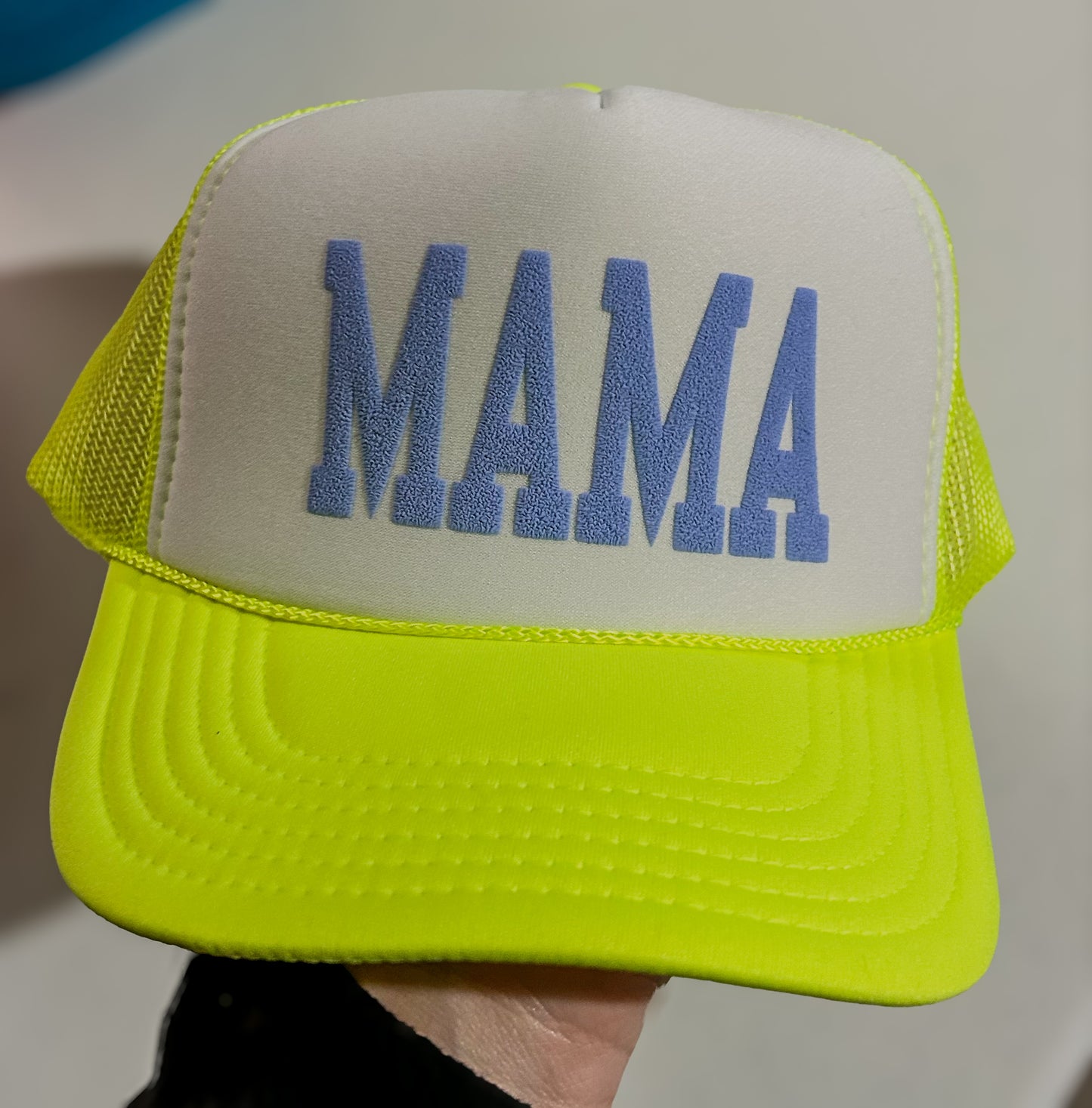 Yellow & Blue Mama Trucker Hat