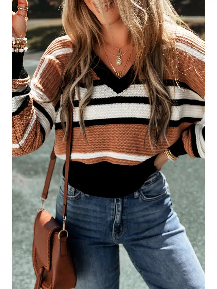 Striped V-Neck Sweater