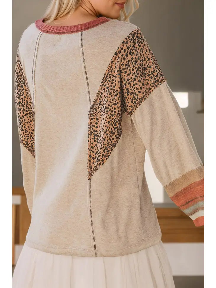 Leopard Serape Pullover Top