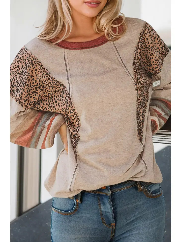 Leopard Serape Pullover Top